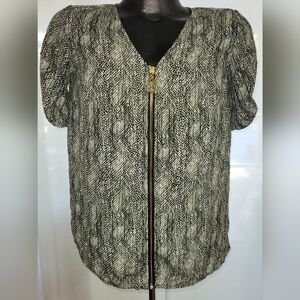 Michael Kors Snakeskin Print Sheer Blouse Women's Size Small, loose fit